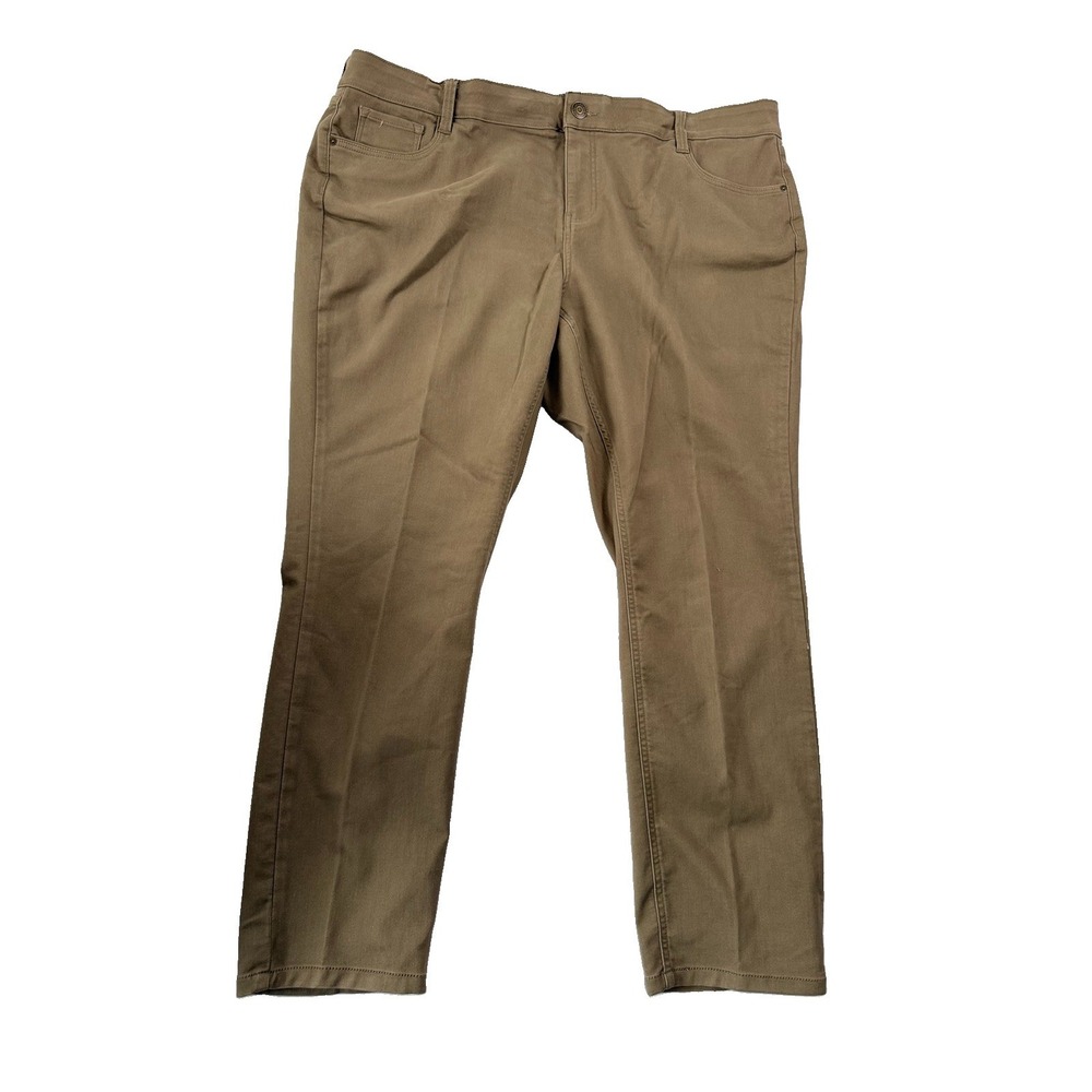 Liz Claiborne Womens Pants 20 W Sara Slim Leg Mid-Rise Stretch Walnut Comfy